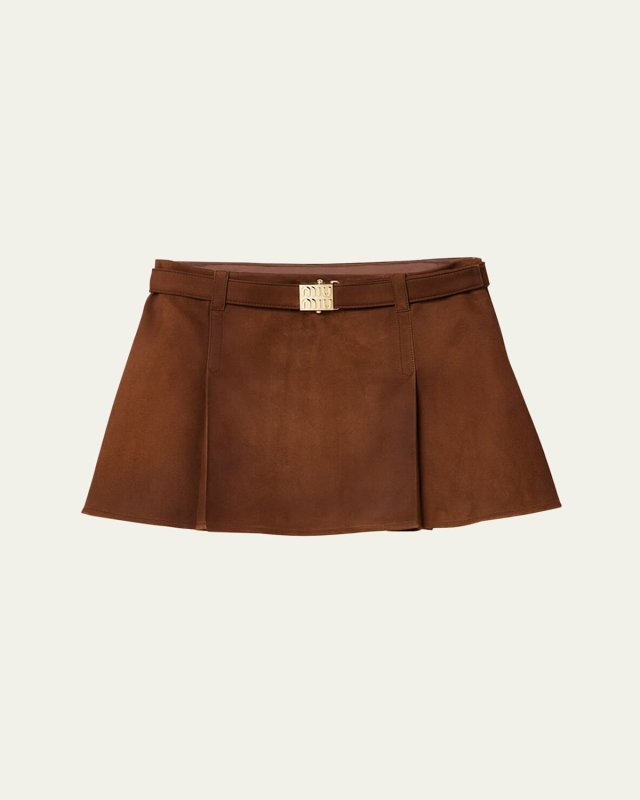 Suede Belted Mini Skirt